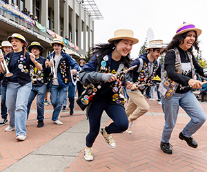 Recent image of women in the Cal Band performing